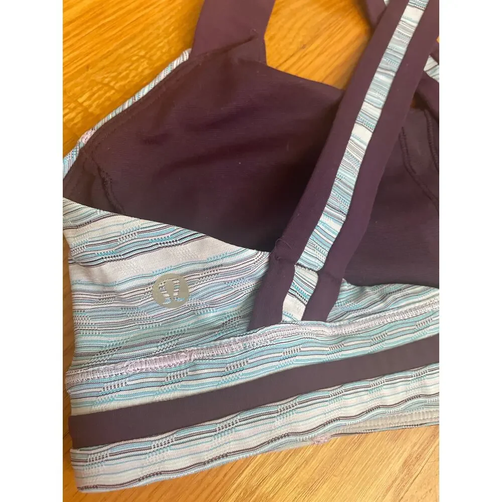 Lululemon Rack Pack Bra Wave Twist size 6 Lilac Caspian Blue / Deep Zinfandel - Picture 6 of 6